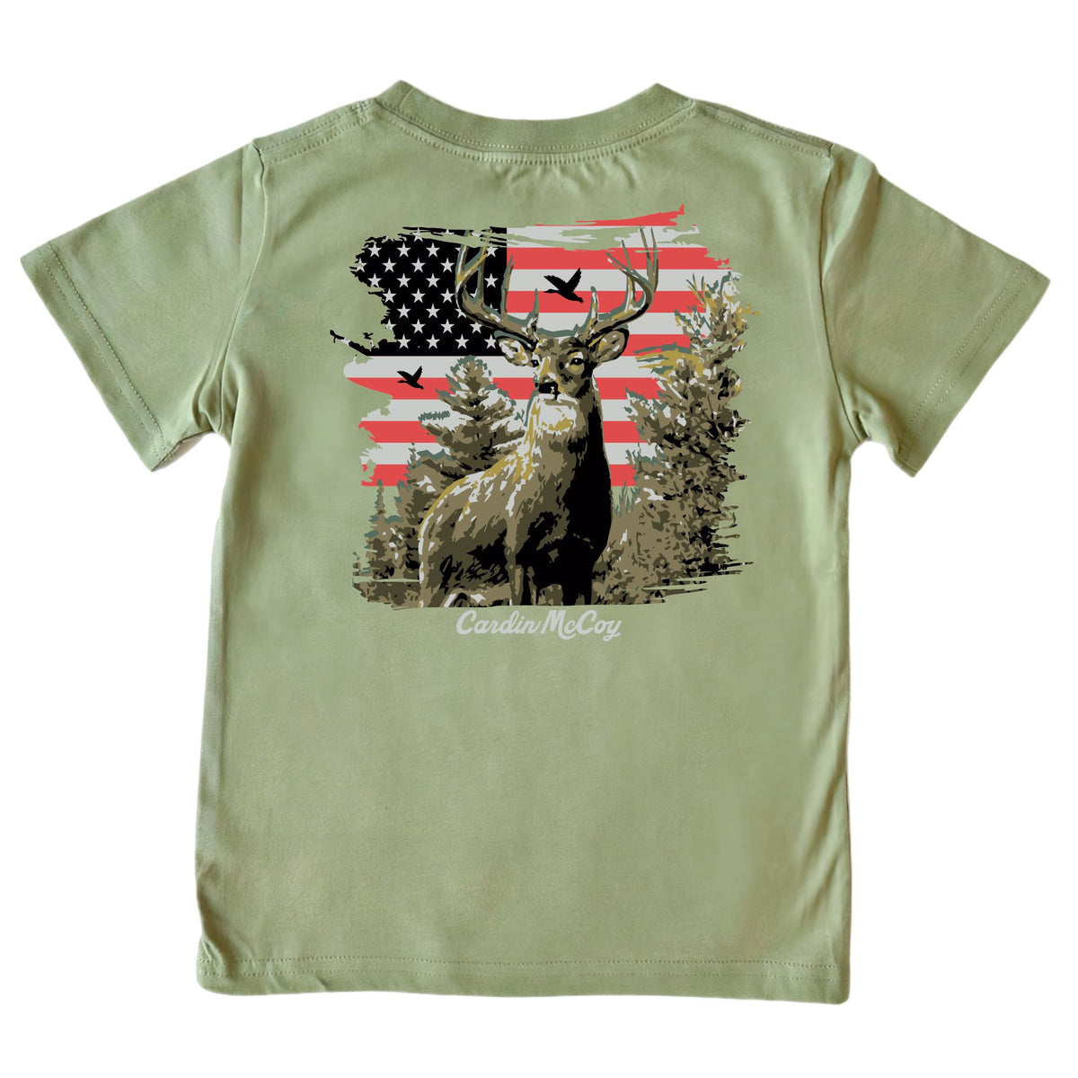 Boys' American Buck Short-Sleeve Tee Short Sleeve T-Shirt Cardin McCoy Light Olive XXS (2/3) No Pocket