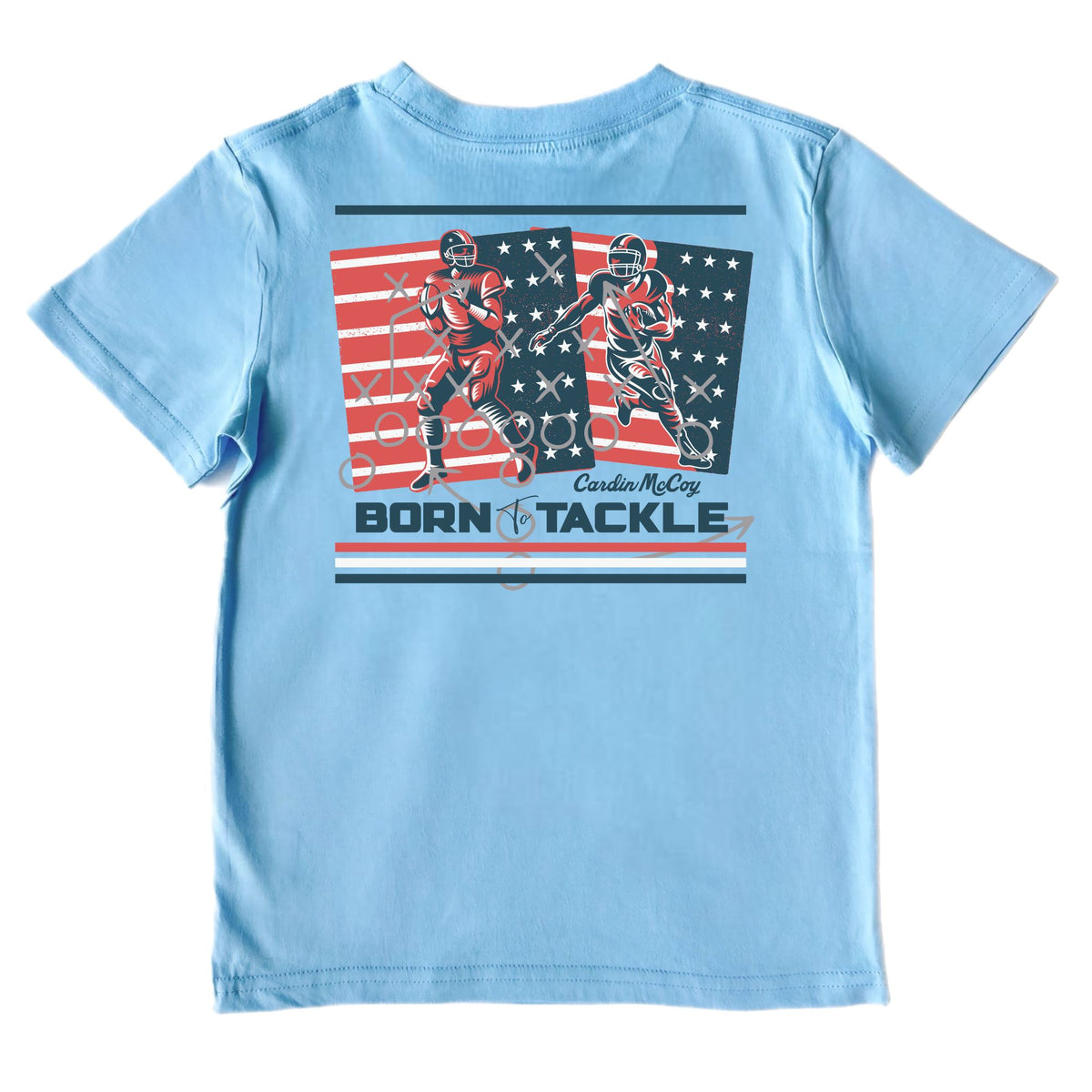 Boys' Born to Tackle Short-Sleeve Tee Short Sleeve T-Shirt Cardin McCoy Light Blue XS (4/5) Pocket