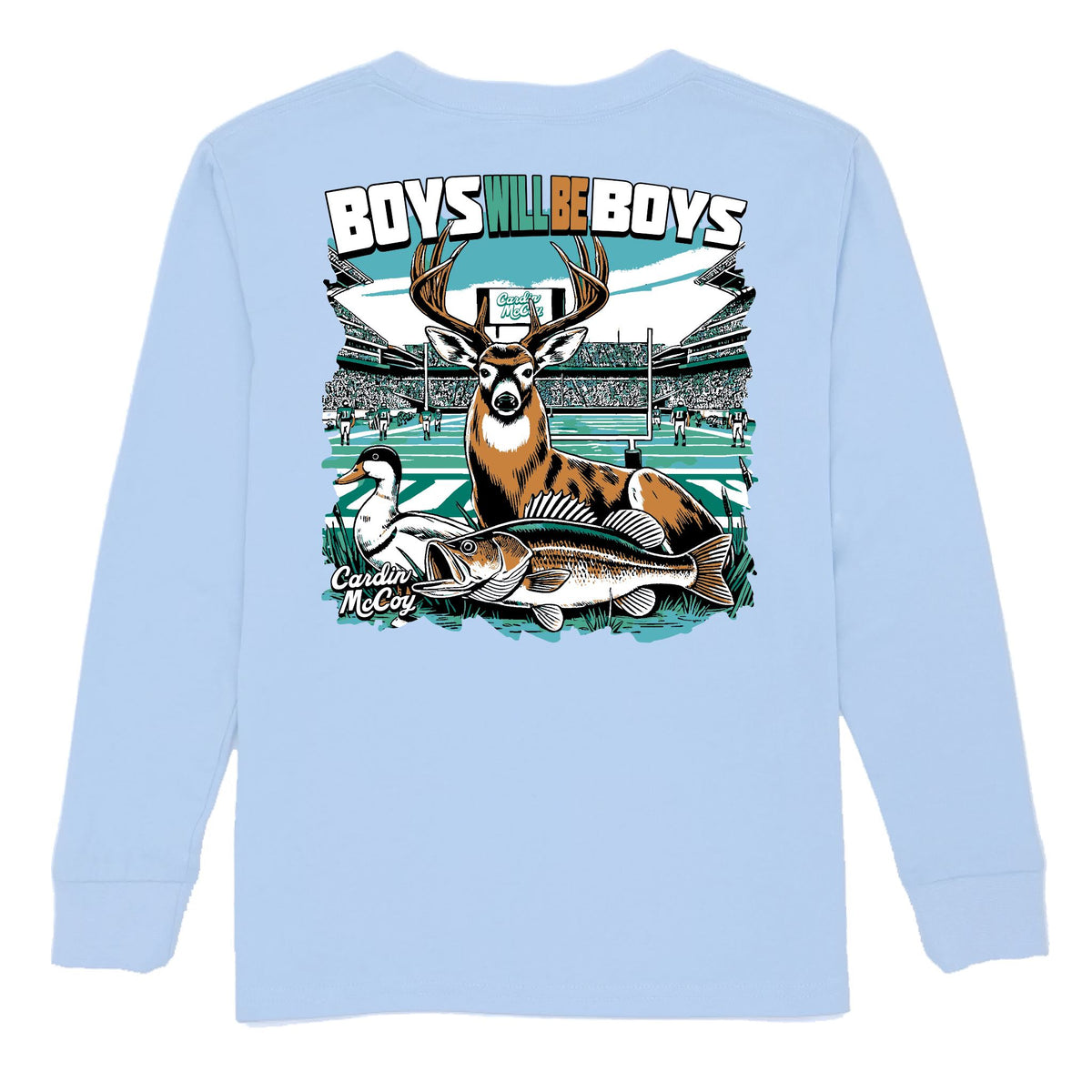 Boys' Boys Will Be Boys Long-Sleeve Tee Long Sleeve T-Shirt Cardin McCoy Light Blue XXS (2/3) Pocket