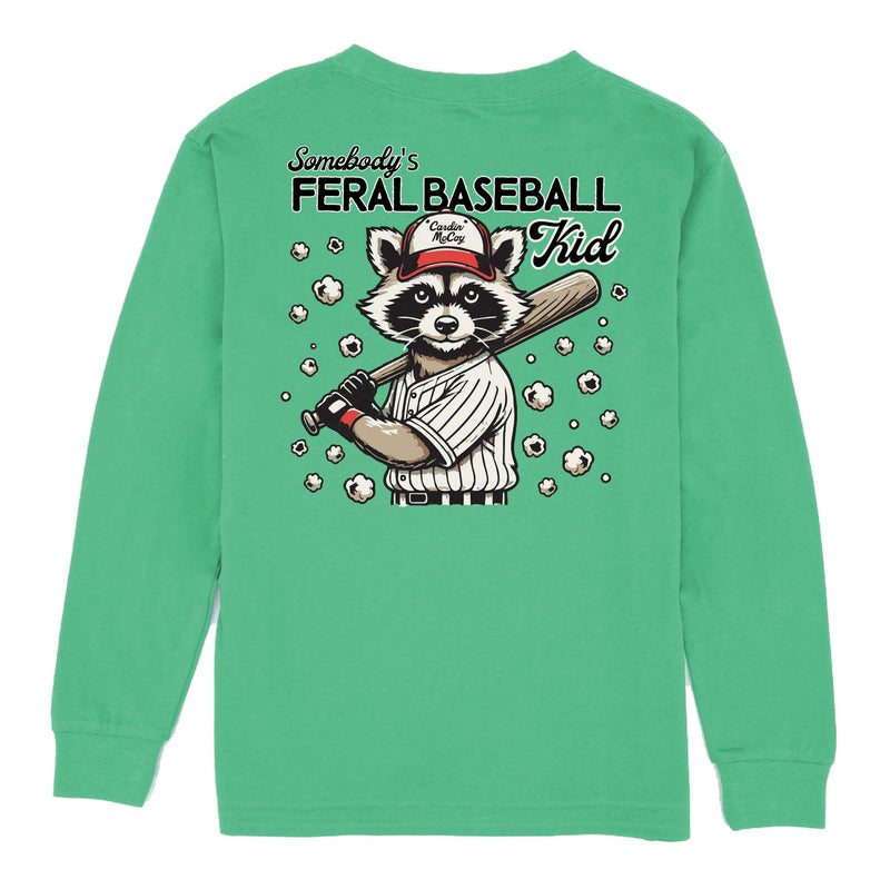 Boys' Feral Baseball Long-Sleeve Tee Long Sleeve T-Shirt Cardin McCoy Green XXS (2/3) Pocket