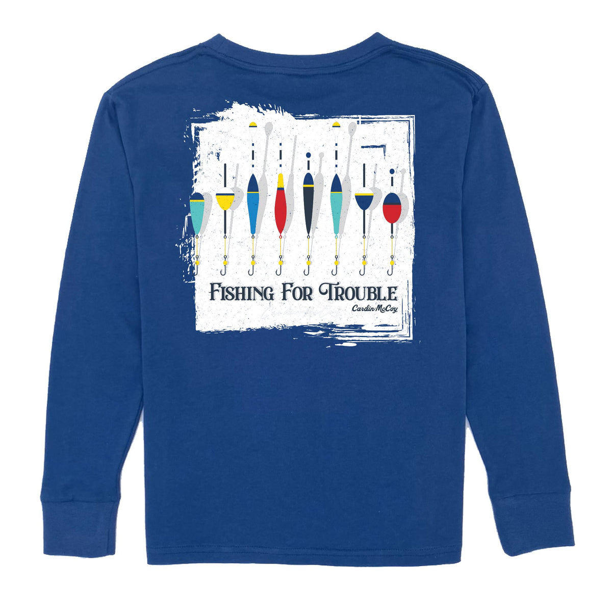 Boys' Fishing For Trouble Long-Sleeve Tee Long Sleeve T-Shirt Cardin McCoy Blue XXS (2/3) Pocket