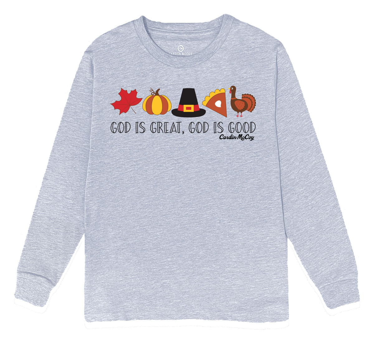 Boys' God is Great Long-Sleeve Tee Long Sleeve T-Shirt Cardin McCoy Heather Gray XXS (2/3) No Pocket