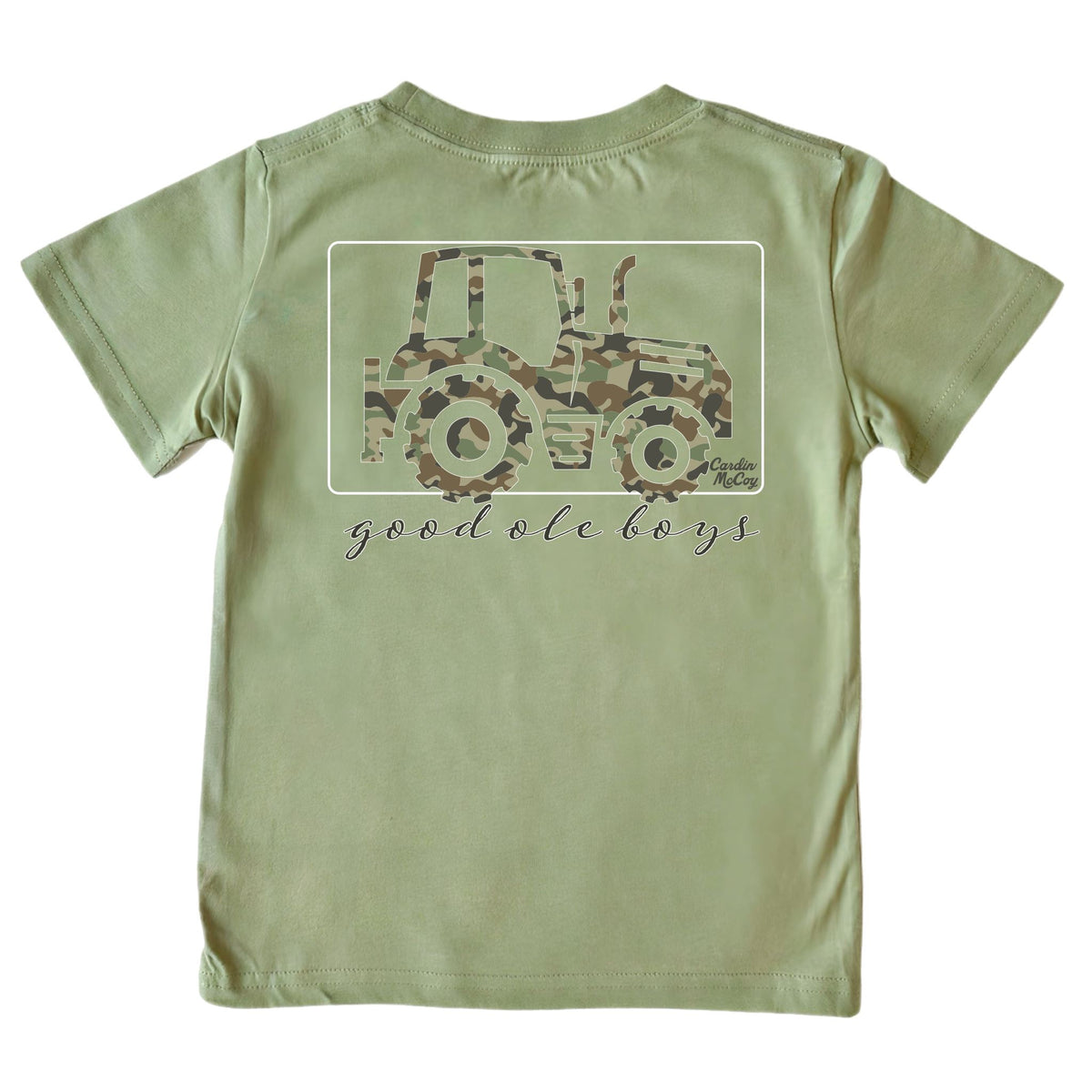 Boys' Good Ole Boys Tractor Short-Sleeve Tee Short Sleeve T-Shirt Cardin McCoy Light Olive XXS (2/3) No Pocket