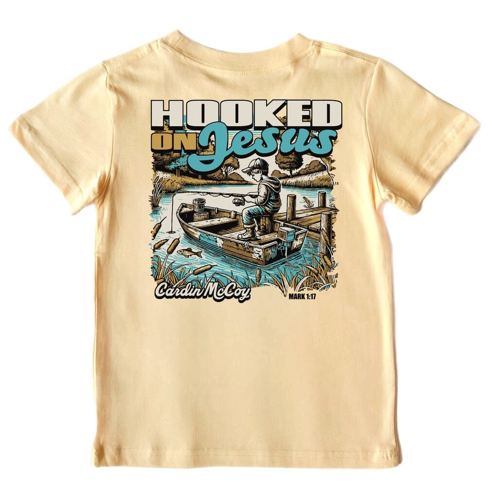 Boys' Hooked on Jesus Short-Sleeve Tee Short Sleeve T-Shirt Cardin McCoy Butter XXS (2/3) Pocket