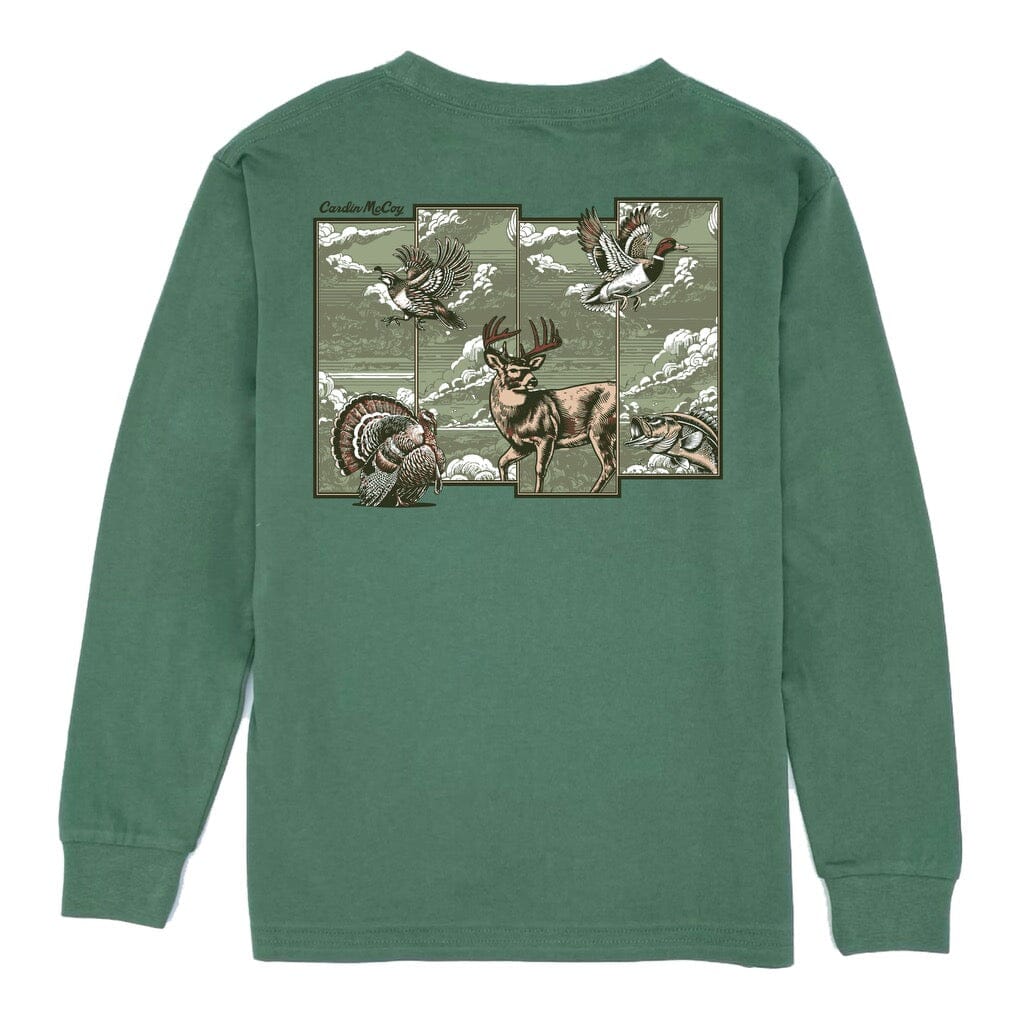 Boys' Hunting Grid Long-Sleeve Tee Long Sleeve T-Shirt Cardin McCoy Dark Olive XXS (2/3) Pocket