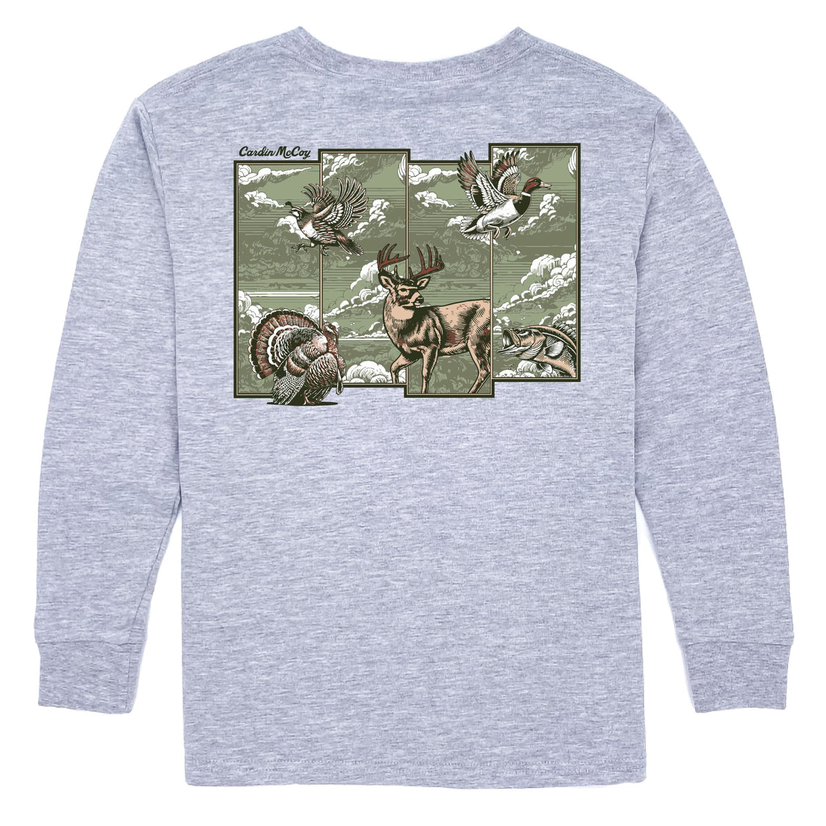 Boys' Hunting Grid Long-Sleeve Tee Long Sleeve T-Shirt Cardin McCoy Heather Gray XXS (2/3) Pocket