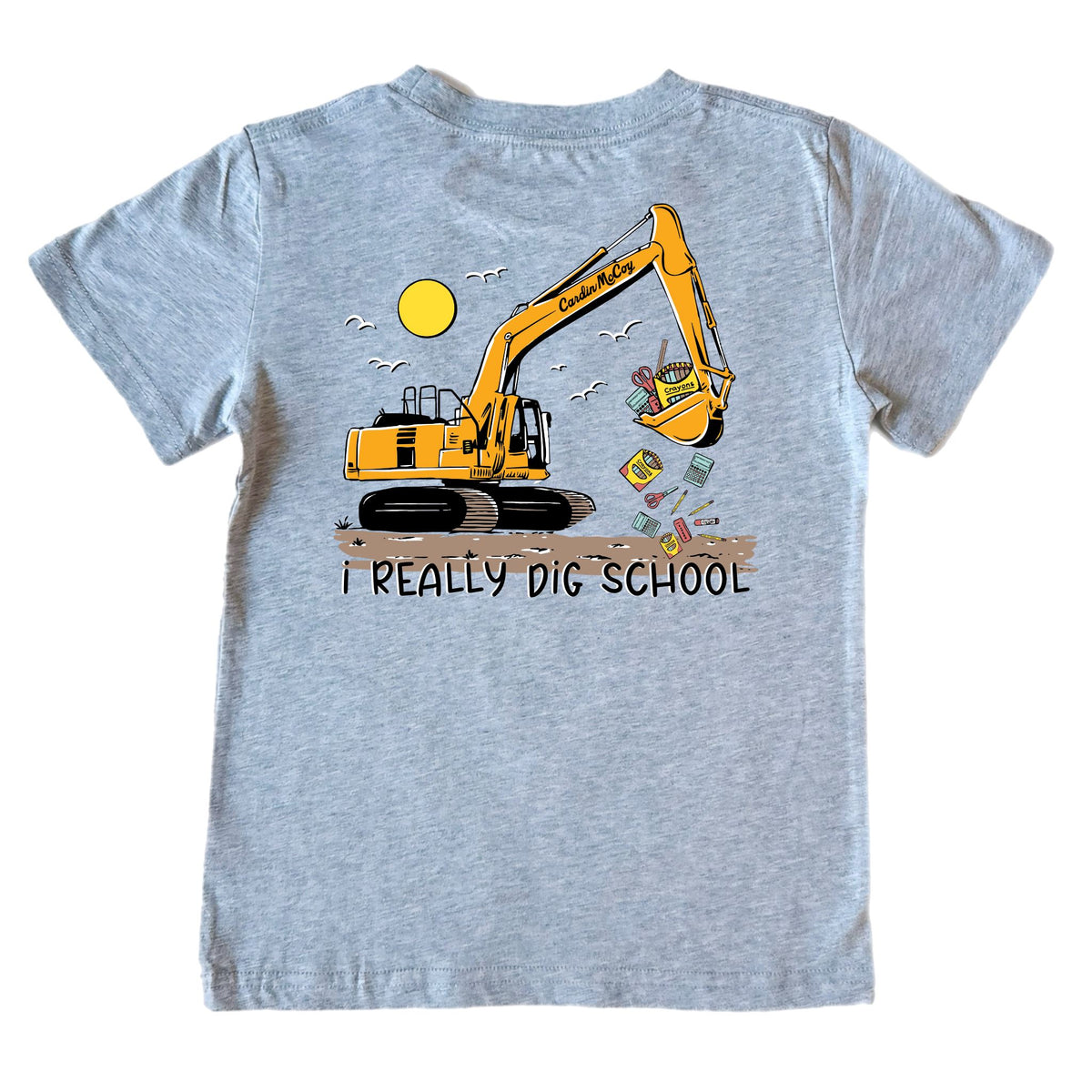 Boys' I Really Dig School Short-Sleeve Tee Short Sleeve T-Shirt Cardin McCoy Heather Gray XXS (2/3) Pocket