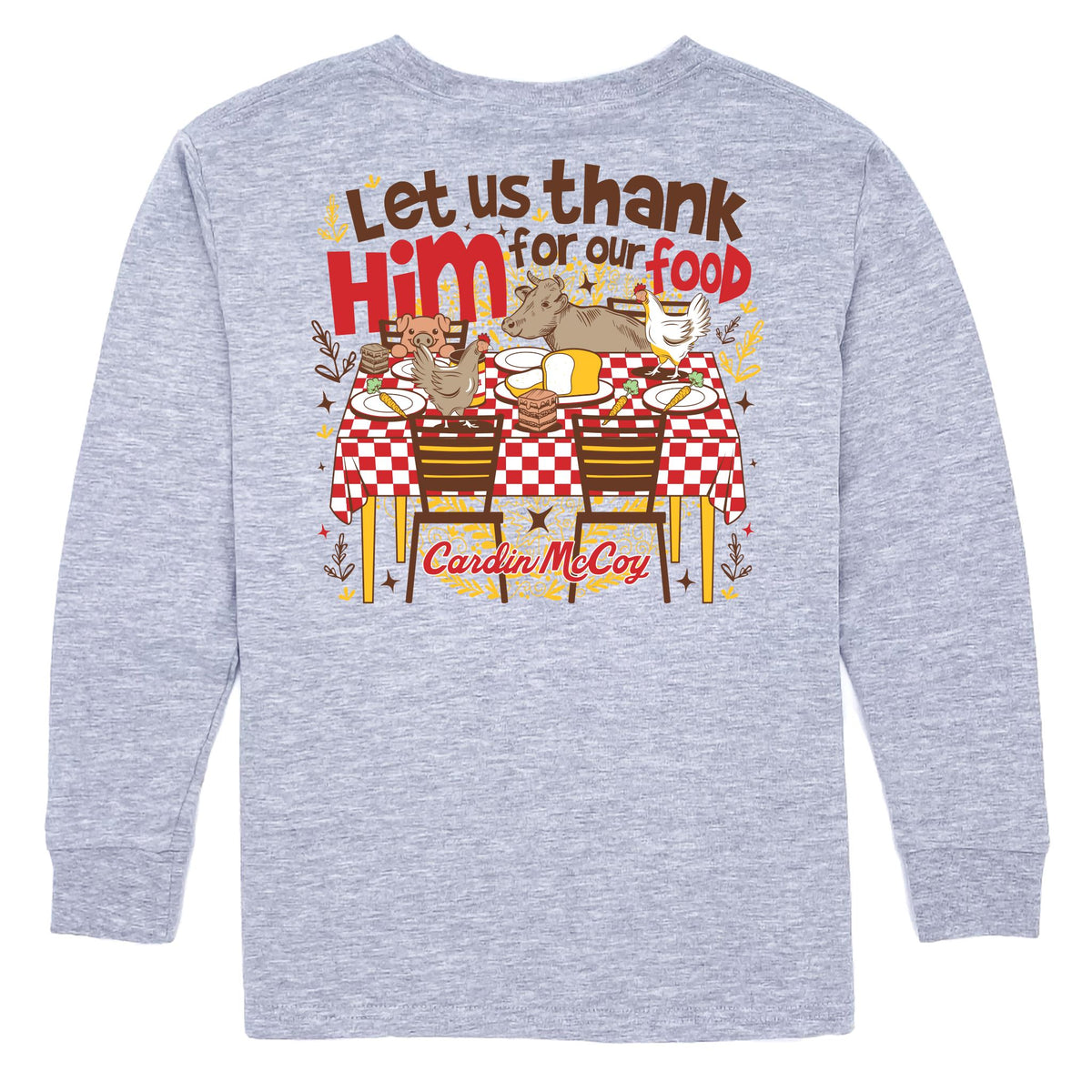 Boys' Let Us Thank Him Long-Sleeve Tee Long Sleeve T-Shirt Cardin McCoy Heather Gray XXS (2/3) Pocket