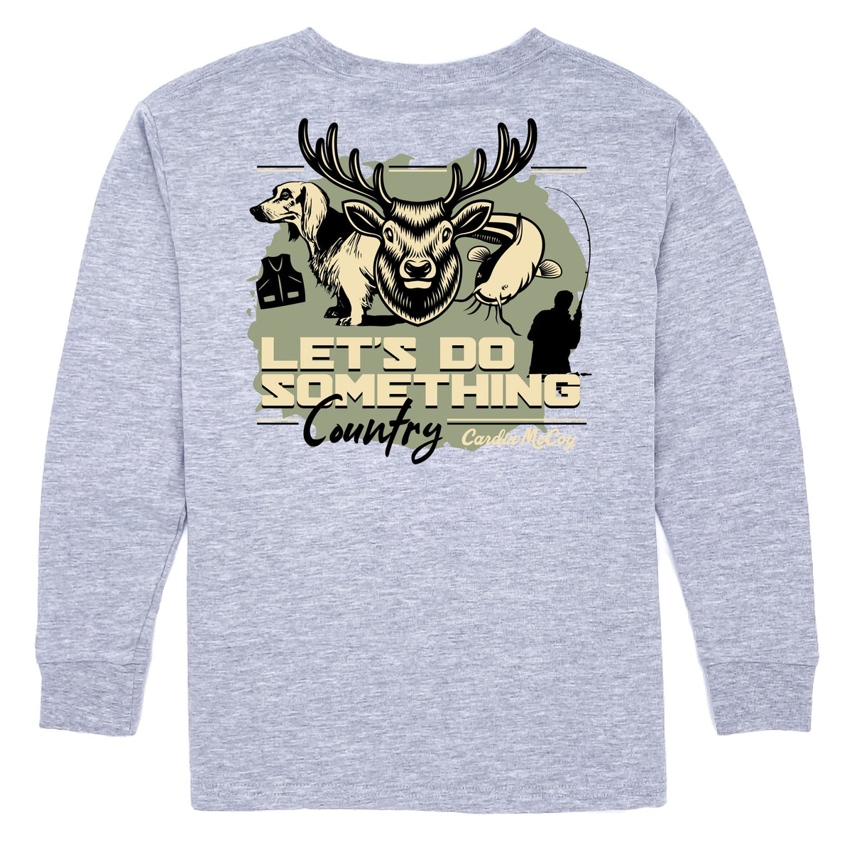 Boys' Let's Do Something Country Long-Sleeve Tee Long Sleeve T-Shirt Cardin McCoy Heather Gray XXS (2/3) Pocket