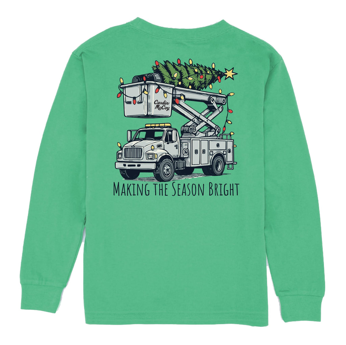 Boys' Making the Season Bright Long-Sleeve Tee Long Sleeve T-Shirt Cardin McCoy Green XXS (2/3) Pocket