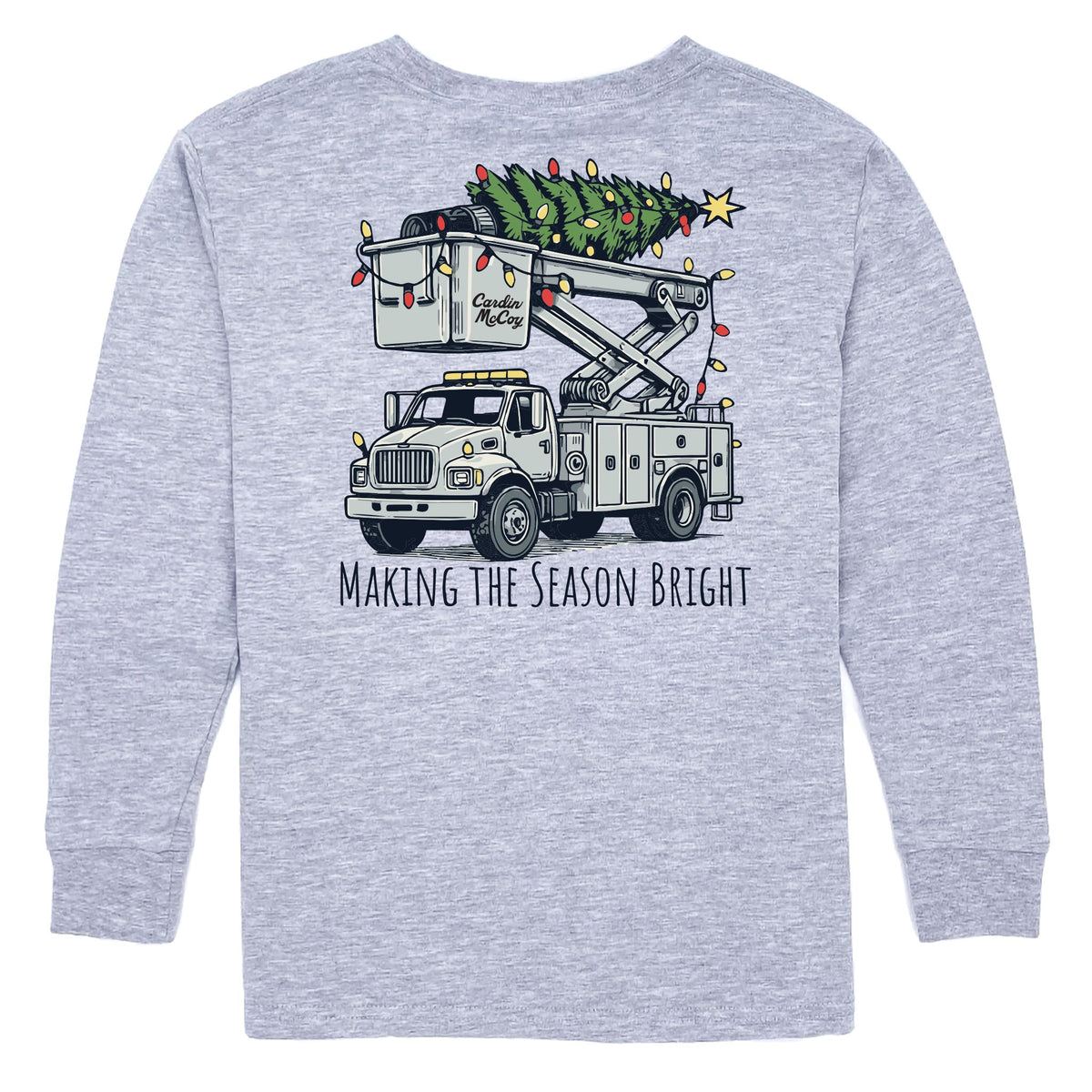 Boys' Making the Season Bright Long-Sleeve Tee Long Sleeve T-Shirt Cardin McCoy Heather Gray XXS (2/3) Pocket