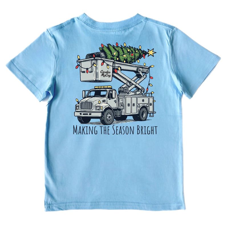 Boys' Making the Season Bright Short-Sleeve Tee Short Sleeve T-Shirt Cardin McCoy Light Blue XXS (2/3) Pocket