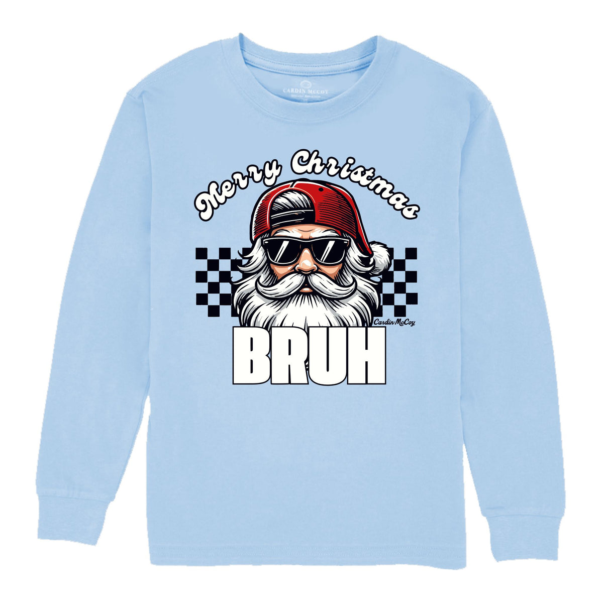 Boys' Merry Christmas Bruh Front Long-Sleeve Tee Long Sleeve T-Shirt Cardin McCoy Light Blue XXS (2/3) 