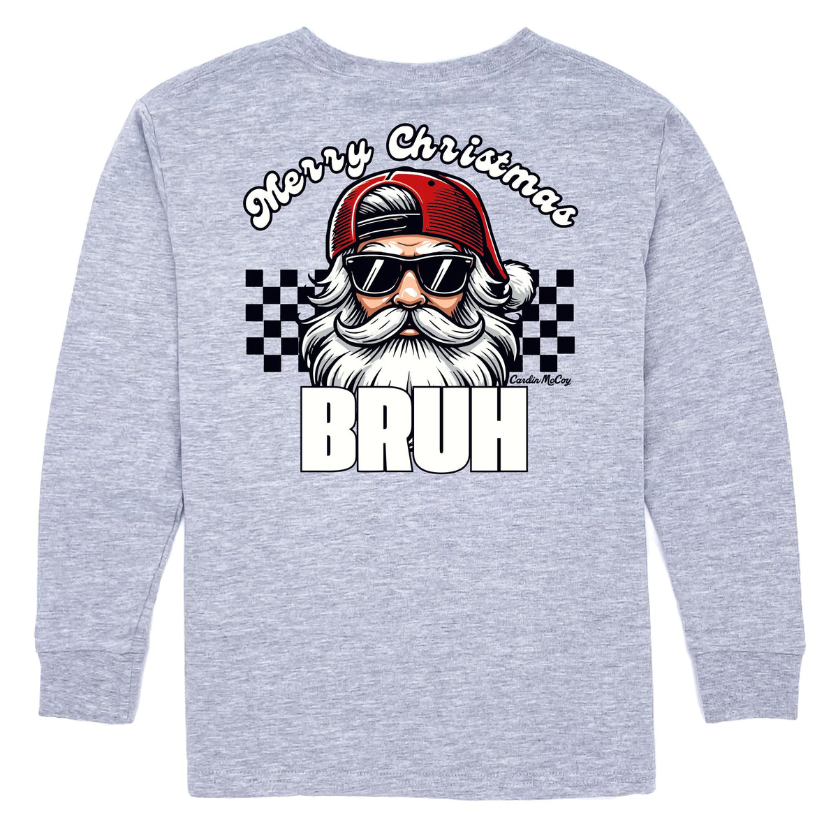 Boys' Merry Christmas Bruh Long-Sleeve Tee Long Sleeve T-Shirt Cardin McCoy Heather Gray XXS (2/3) Pocket