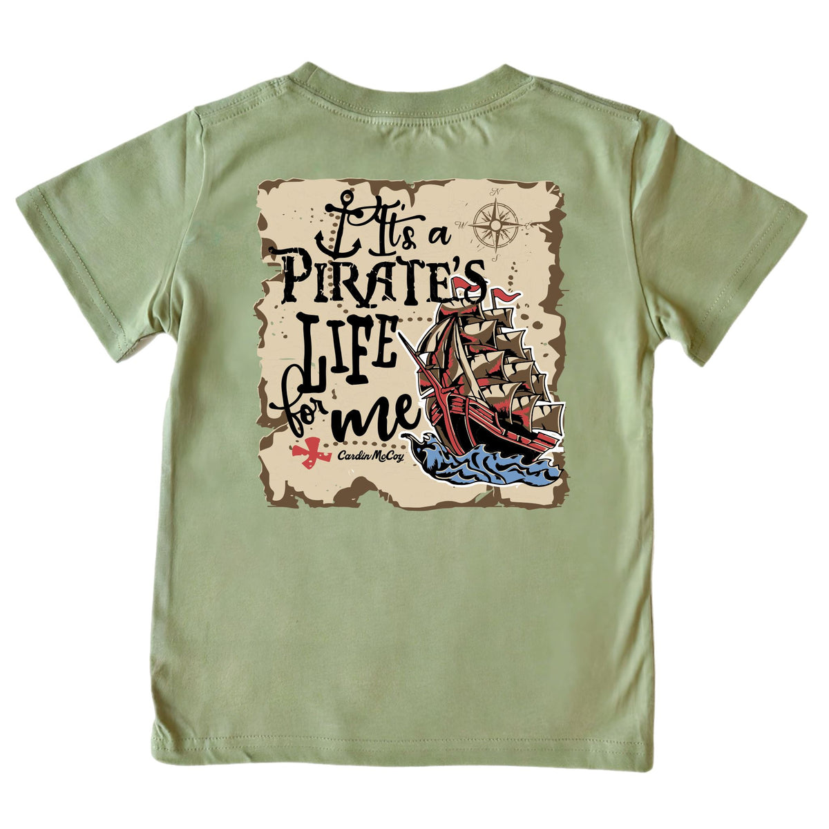 Boys' Pirate's Life Short-Sleeve Tee Short Sleeve T-Shirt Cardin McCoy Light Olive XXS (2/3) Pocket