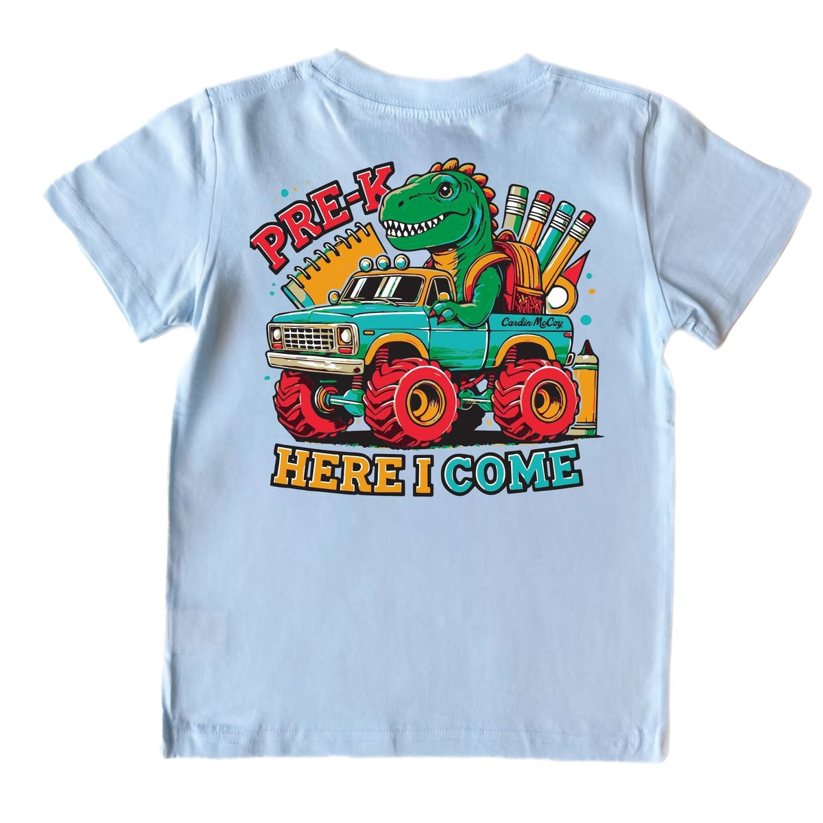 Boys' Pre-K Here I Come Short-Sleeve Tee Short Sleeve T-Shirt Cardin McCoy Cool Blue XXS (2/3) Pocket