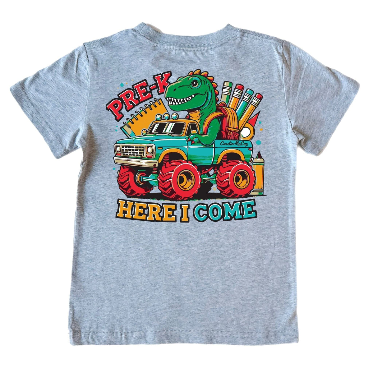 Boys' Pre-K Here I Come Short-Sleeve Tee Short Sleeve T-Shirt Cardin McCoy Heather Gray XXS (2/3) Pocket