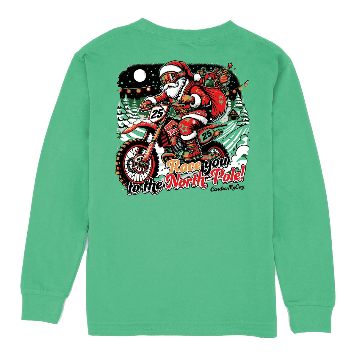 Boys' Race to the North Pole Long-Sleeve Tee Long Sleeve T-Shirt Cardin McCoy Green XXS (2/3) Pocket