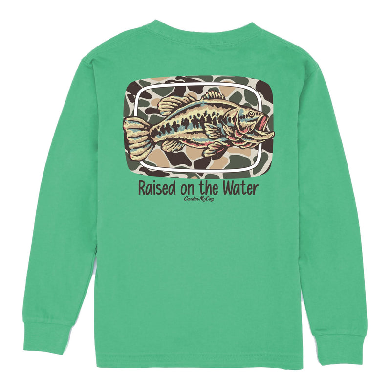 Boys' Raised on the Water Fish Long-Sleeve Tee Long Sleeve T-Shirt Cardin McCoy Green XXS (2/3) Pocket