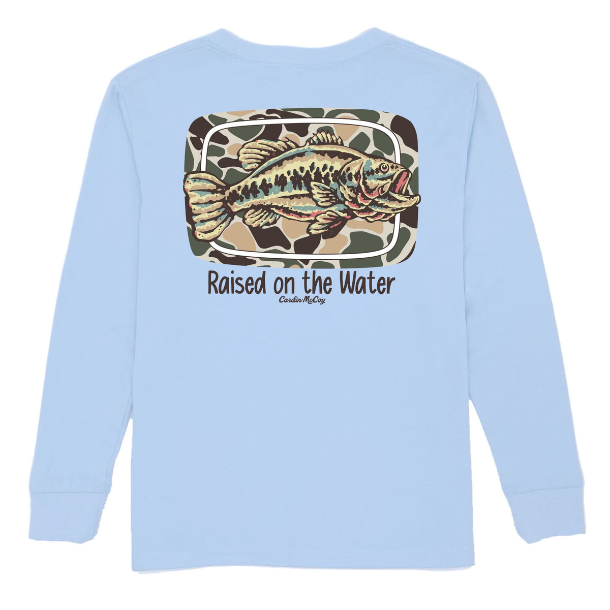 Boys' Raised on the Water Fish Long-Sleeve Tee Long Sleeve T-Shirt Cardin McCoy Light Blue XXS (2/3) Pocket