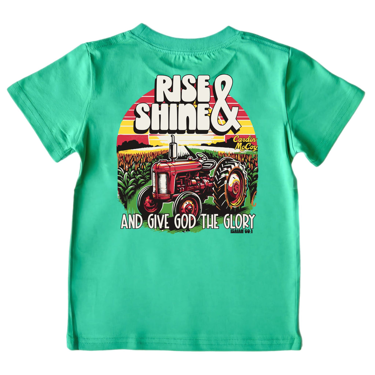 Boys' Rise and Shine Tractor Short-Sleeve Tee Short Sleeve T-Shirt Cardin McCoy Green XXS (2/3) Pocket