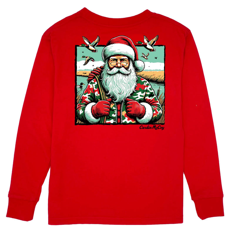 Boys' Santa Duck Hunter Long-Sleeve Tee Long Sleeve T-Shirt Cardin McCoy Red XXS (2/3) Pocket