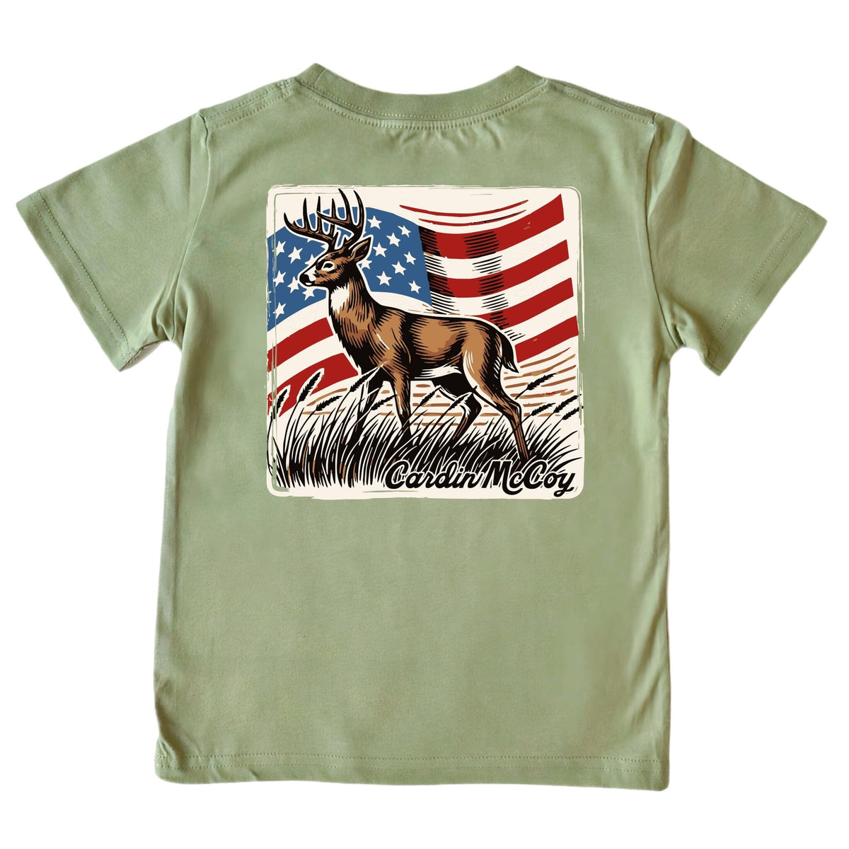 Boys' Vintage Deer Short-Sleeve Tee Short Sleeve T-Shirt Cardin McCoy Light Olive XXS (2/3) Pocket