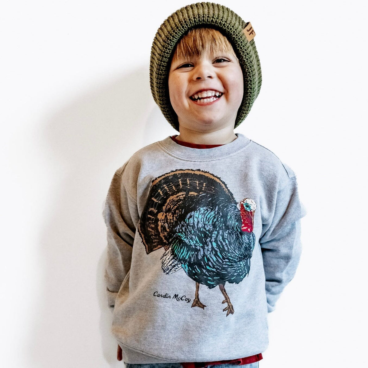 Boys' Wild Turkey Front Crewneck Sweatshirt Heather Gray Sweatshirt Cardin McCoy Heather Gray XXS (2/3) 