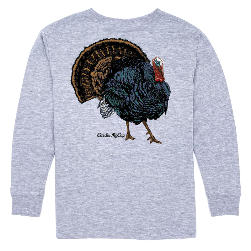 Boys' Wild Turkey Long-Sleeve Tee Long Sleeve T-Shirt Cardin McCoy Heather Gray XXS (2/3) Pocket