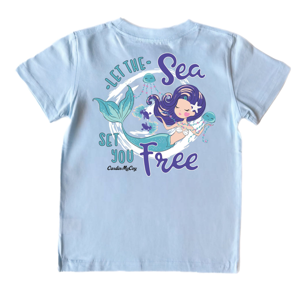 Girls' Let the Sea Short-Sleeve Tee Short Sleeve T-Shirt Cardin McCoy Cool Blue XXS (2/3) Pocket