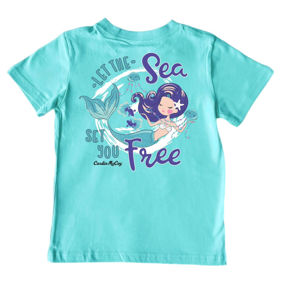 Girls' Let the Sea Short-Sleeve Tee Short Sleeve T-Shirt Cardin McCoy Teal XXS (2/3) Pocket