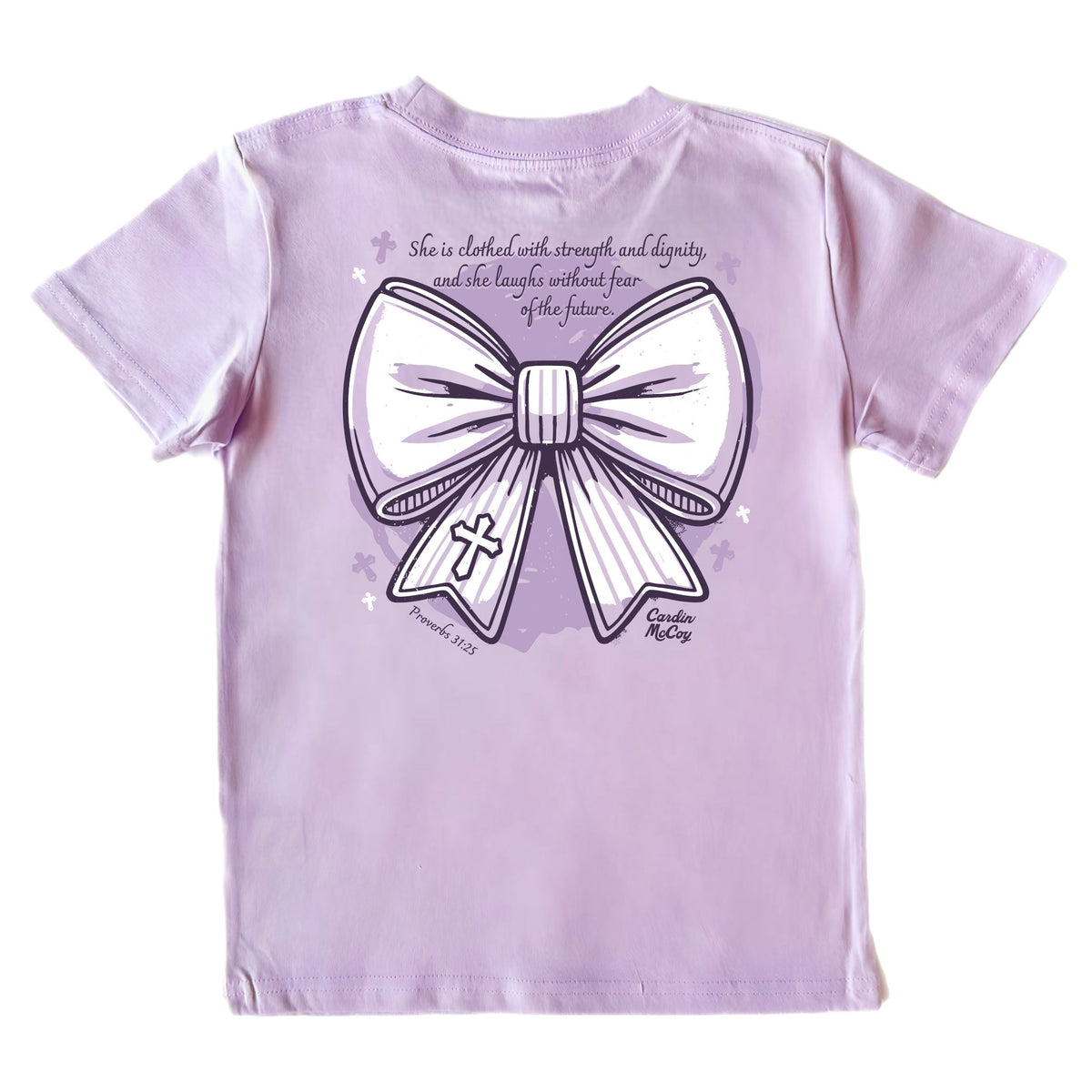 Girls' Strength and Dignity Short-Sleeve Tee Short Sleeve T-Shirt Cardin McCoy Lavender XXS (2/3) Pocket