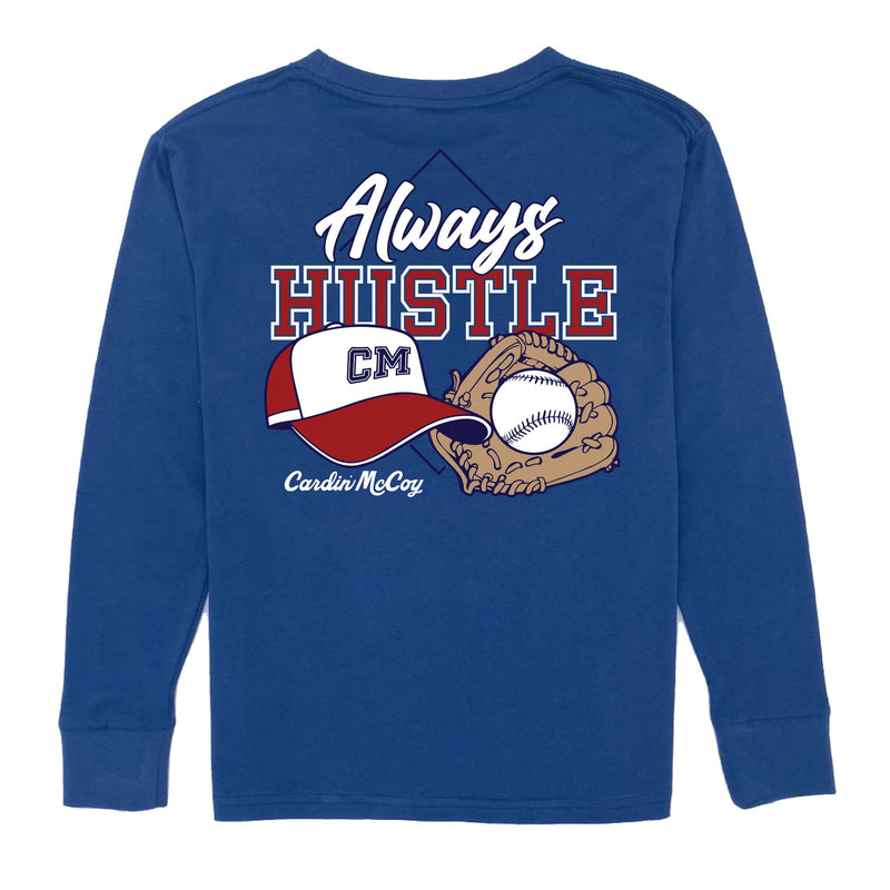 Kids' Always Hustle Long-Sleeve Tee Long Sleeve T-Shirt Cardin McCoy Blue XXS (2/3) Pocket