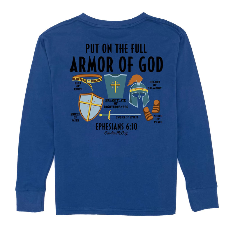 Kids' Armor of God Long-Sleeve Tee Long Sleeve T-Shirt Cardin McCoy Blue XXS (2/3) Pocket