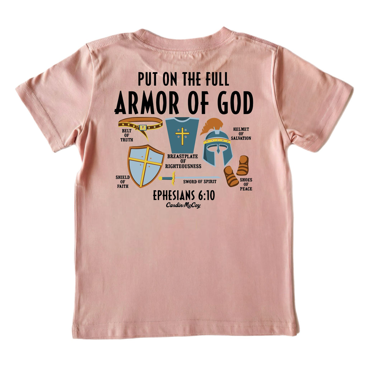 Kids' Armor of God Short-Sleeve Tee Short Sleeve T-Shirt Cardin McCoy Rose Tan XXS (2/3) Pocket