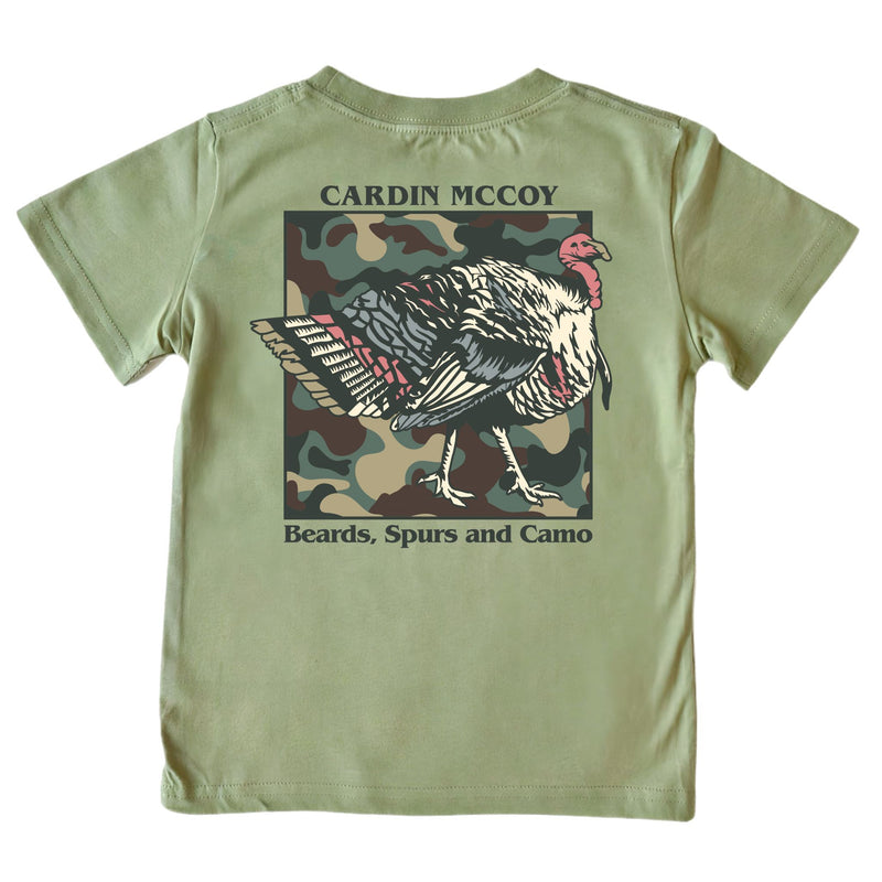 Kids' Beard Spurs and Camo Short-Sleeve Tee Short Sleeve T-Shirt Cardin McCoy Light Olive XXS (2/3) No Pocket