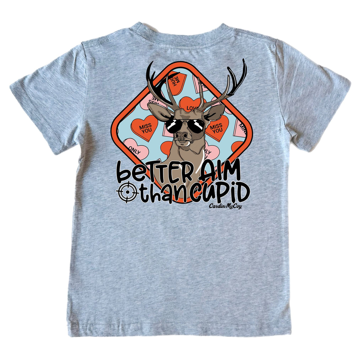 Kids' Better Aim Than Cupid Short-Sleeve Tee Short Sleeve T-Shirt Cardin McCoy Heather Gray L (12/14) Pocket