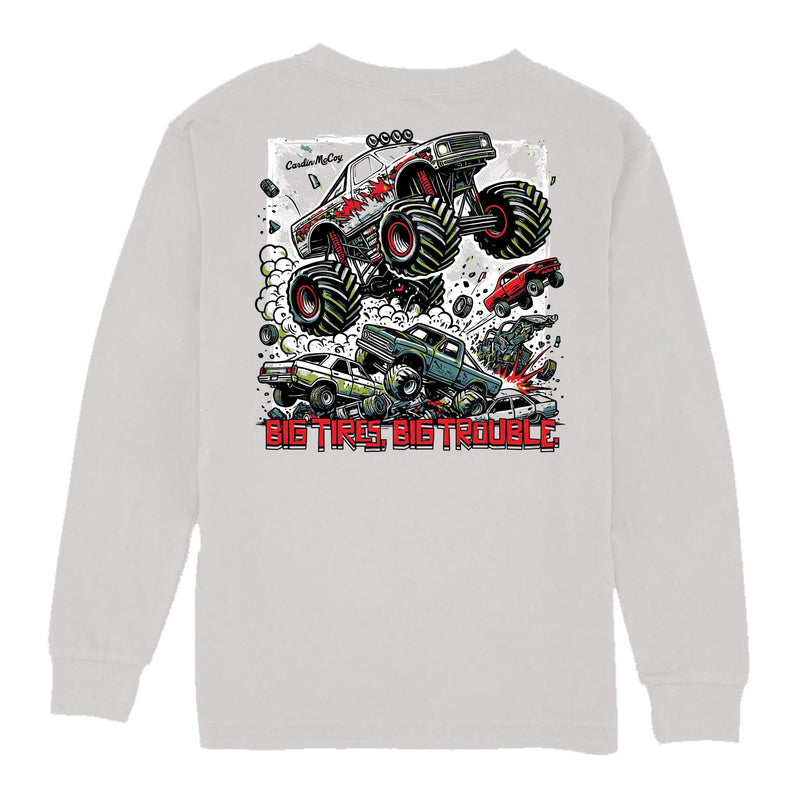 Kids' Big Tires Long-Sleeve Tee Long Sleeve T-Shirt Cardin McCoy Ice Gray XXS (2/3) Pocket