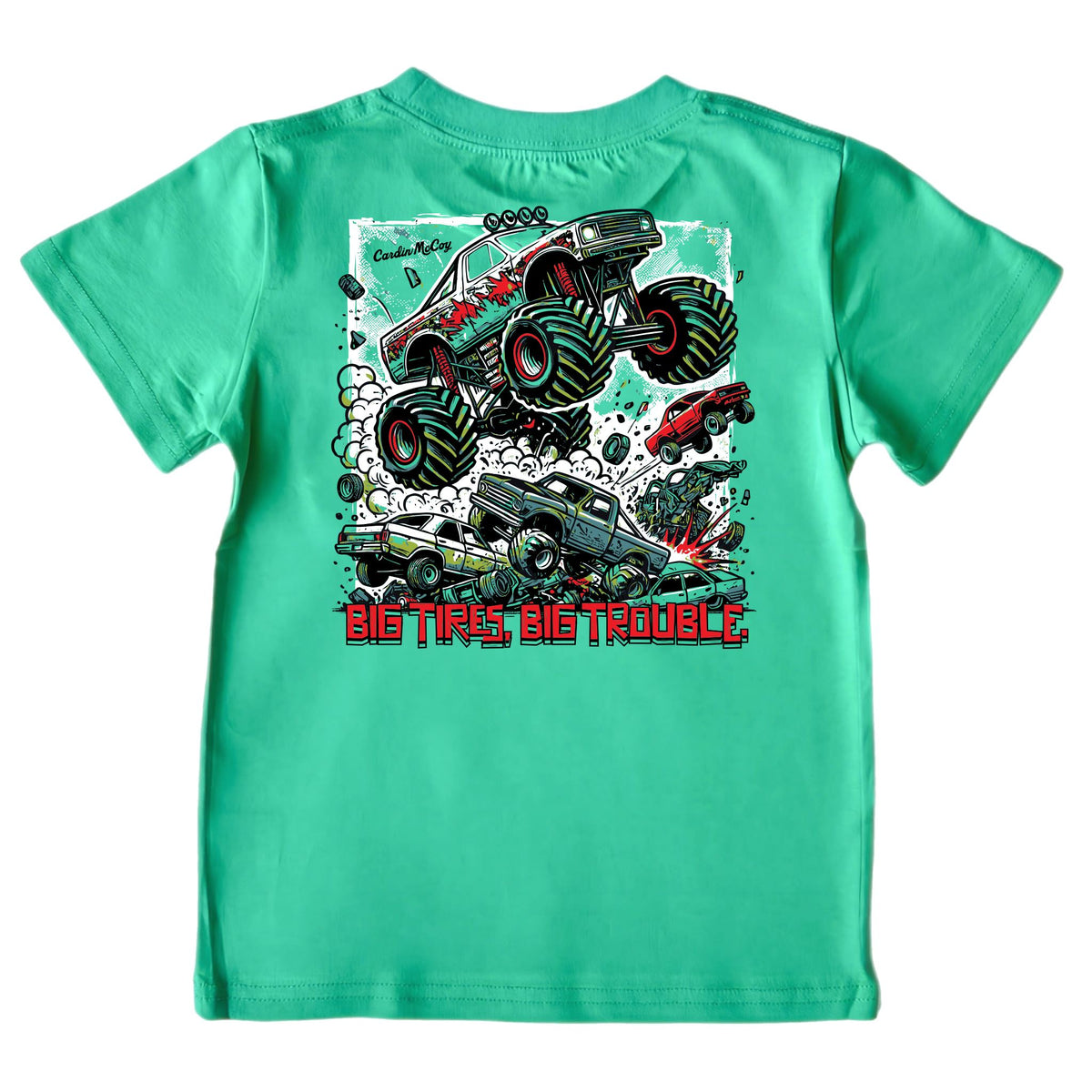 Kids' Big Tires Short-Sleeve Tee Short Sleeve T-Shirt Cardin McCoy Green XXS (2/3) Pocket