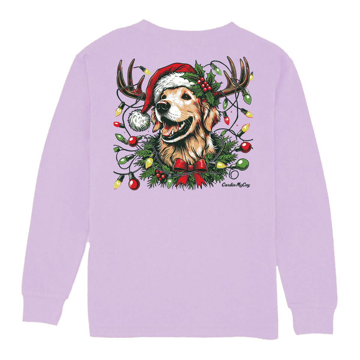 Kids' Christmas Dog Long-Sleeve Tee Long Sleeve T-Shirt Cardin McCoy Lavender XXS (2/3) Pocket