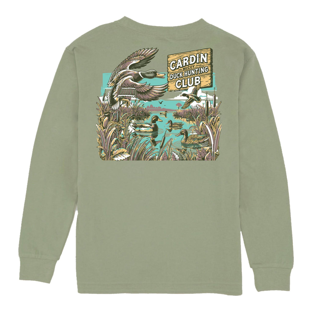 Kids' CM Duck Hunting Long-Sleeve Tee Long Sleeve T-Shirt Cardin McCoy Light Olive XXS (2/3) No Pocket