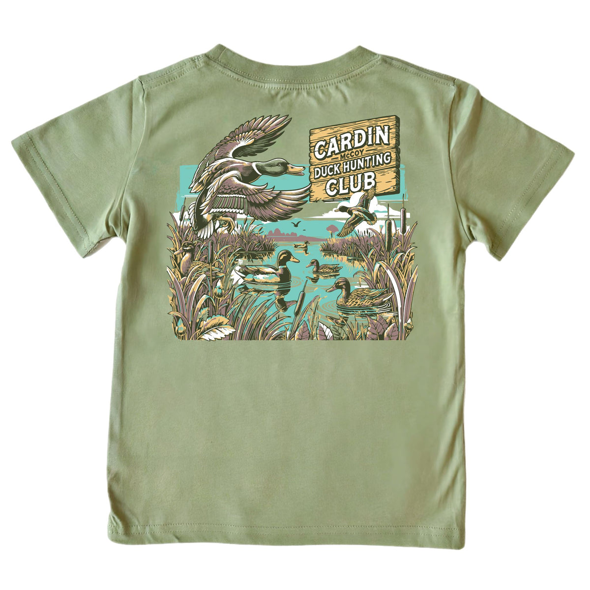 Kids' CM Duck Hunting Short-Sleeve Tee Short Sleeve T-Shirt Cardin McCoy Light Olive XXS (2/3) No Pocket