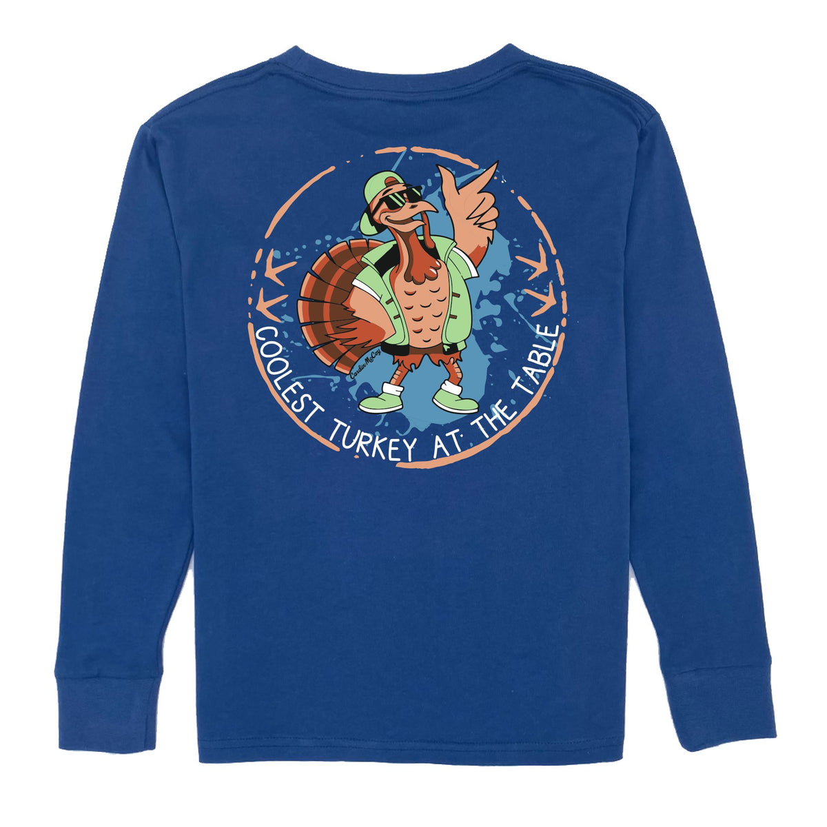 Kids' Coolest Turkey Long-Sleeve Tee Long Sleeve T-Shirt Cardin McCoy Blue XXS (2/3) Pocket