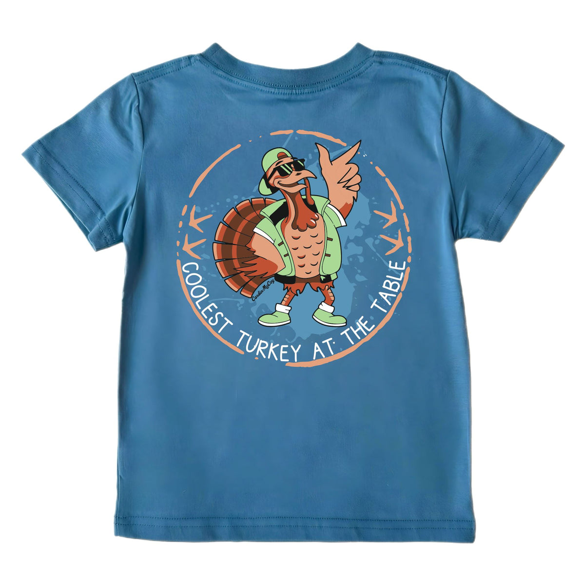 Kids' Coolest Turkey Short-Sleeve Tee Short Sleeve T-Shirt Cardin McCoy Blue XXS (2/3) Pocket