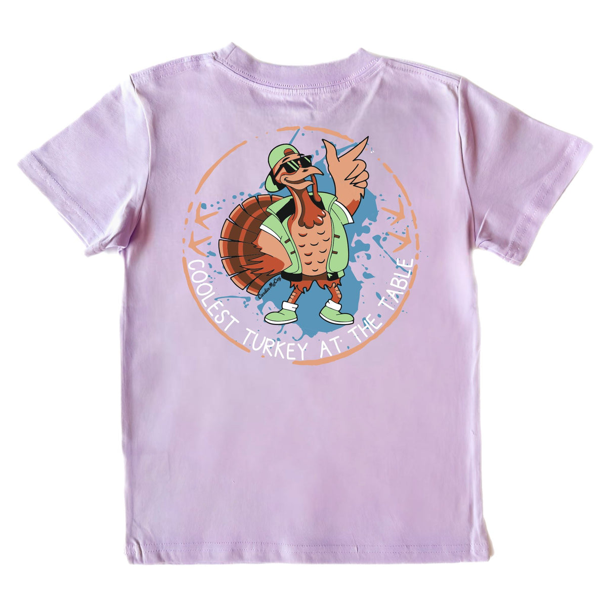 Kids' Coolest Turkey Short-Sleeve Tee Short Sleeve T-Shirt Cardin McCoy Lavender XXS (2/3) Pocket