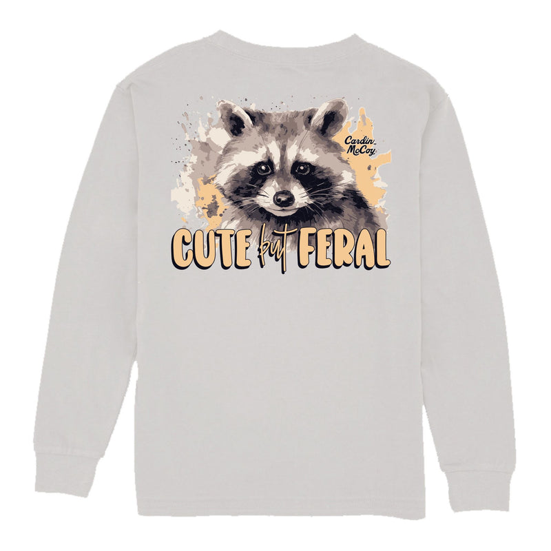 Kids' Cute But Feral Long-Sleeve Tee Long Sleeve T-Shirt Cardin McCoy Ice Gray XXS (2/3) Pocket