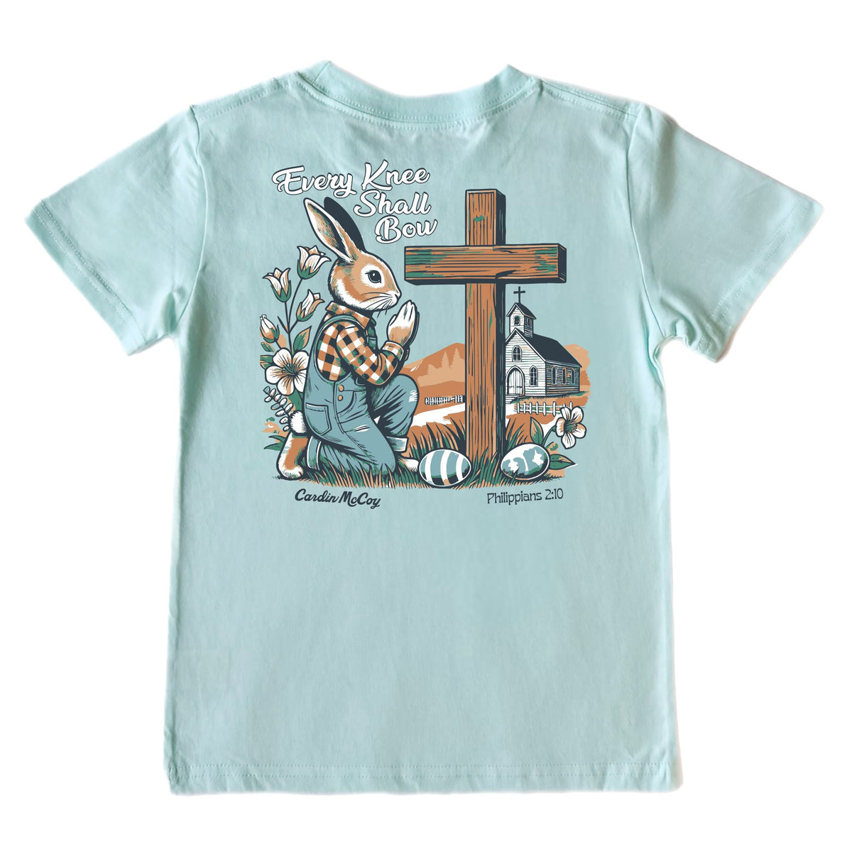 Kids' Every Knee Easter Short-Sleeve Tee Short Sleeve T-Shirt Cardin McCoy Blue Mint XXS (2/3) No Pocket