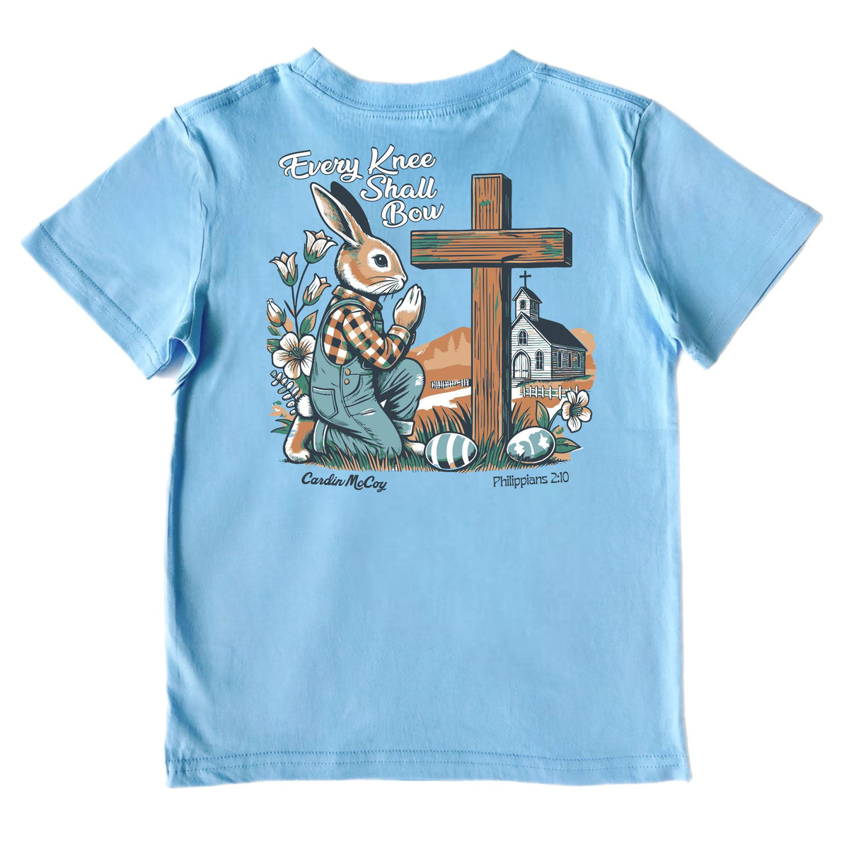 Kids' Every Knee Easter Short-Sleeve Tee Short Sleeve T-Shirt Cardin McCoy Light Blue XXS (2/3) No Pocket