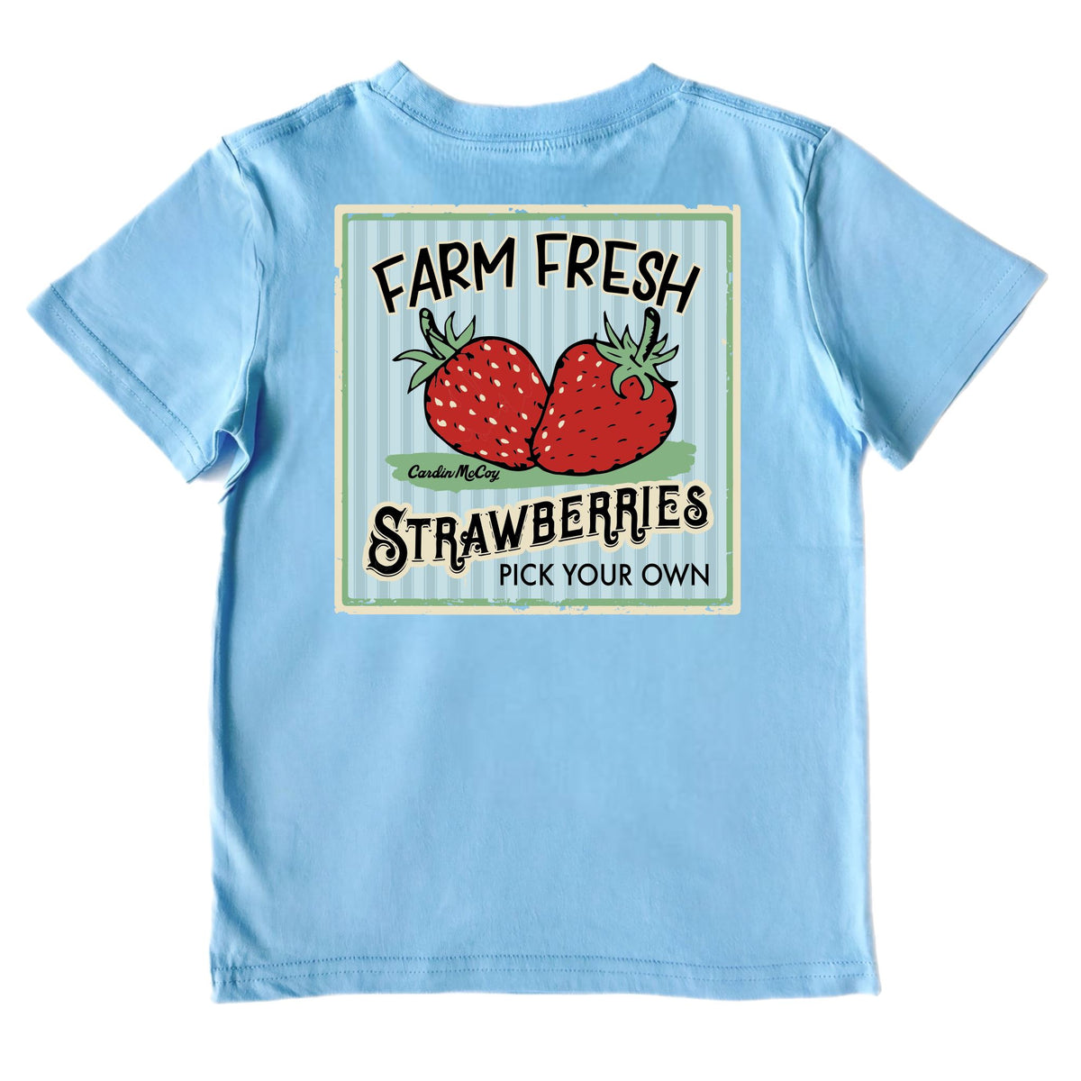 Kids' Farm Fresh Strawberries Short-Sleeve Tee Short Sleeve T-Shirt Cardin McCoy Light Blue XXS (2/3) No Pocket