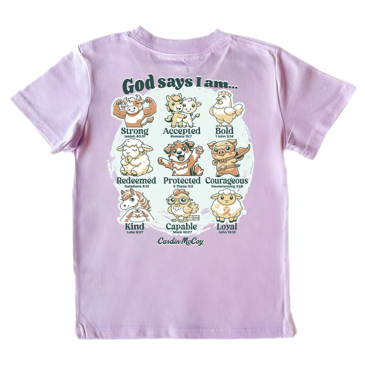 Kids' Farm God Says I Am Short-Sleeve Tee Short Sleeve T-Shirt Cardin McCoy Lavender XXS (2/3) Pocket